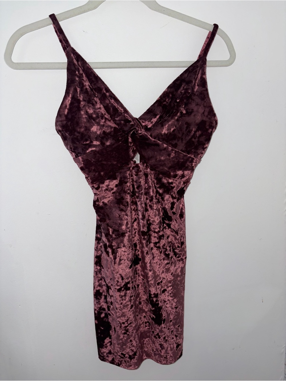 Free People Crushed Velvet Twist Cutout Mini Dress - Mauve - Picture 2 of 3